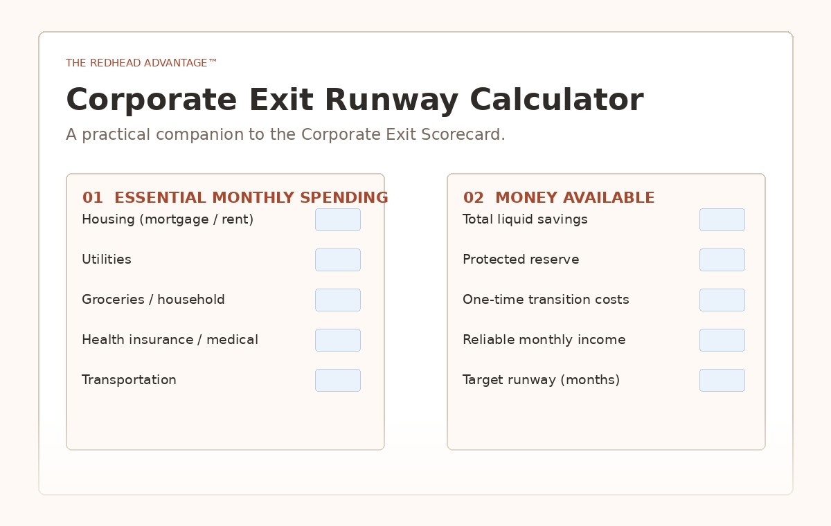 Partial preview of the Corporate Exit Runway Calculator